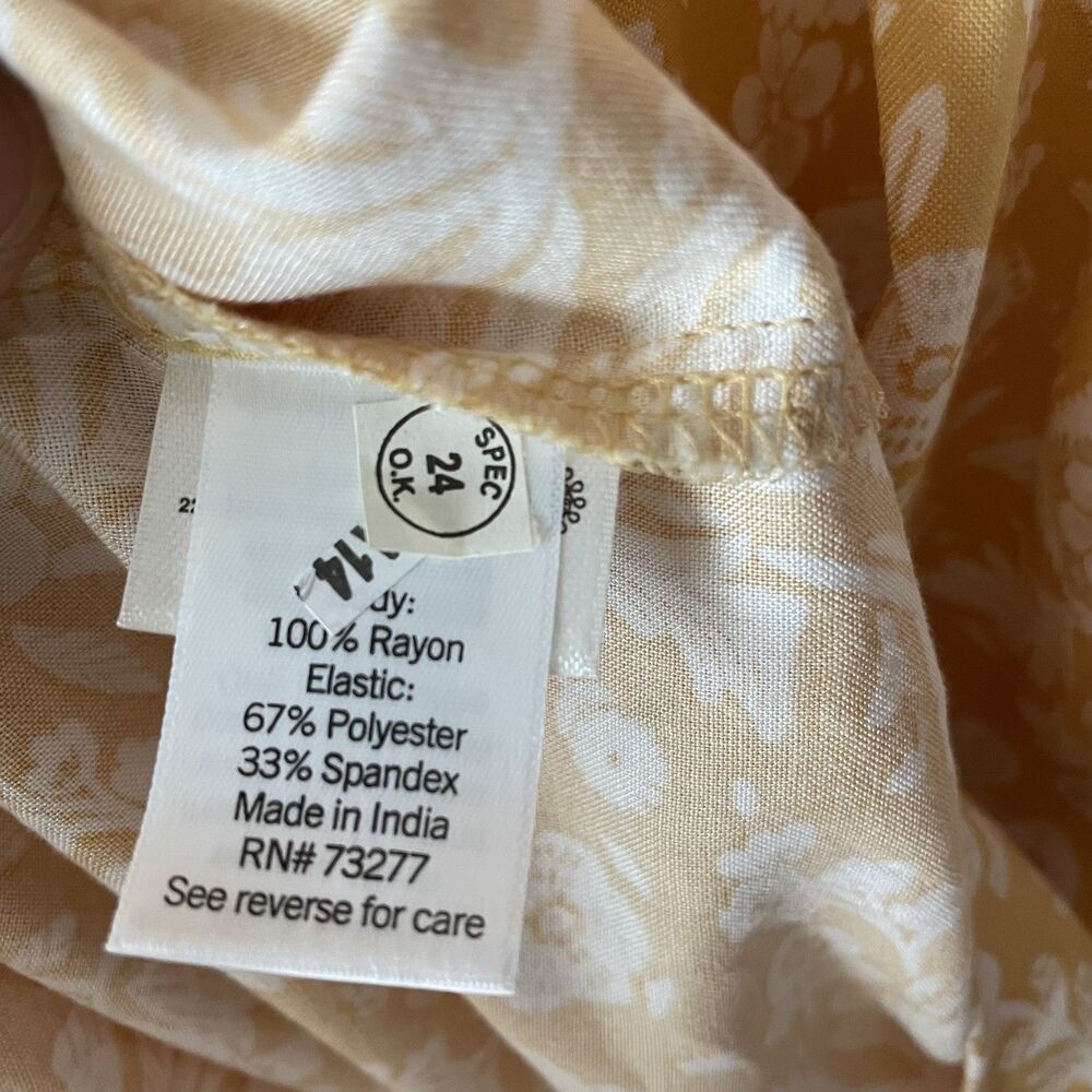 Croft & Barrow Maxi Dress Sleeveless Smocked Floral Yellow Women's Size L - Picture 10 of 13